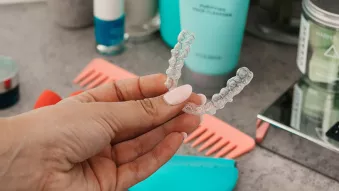 Spark Clear Aligners in hand
