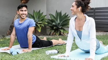 Couple with Spark at yoga